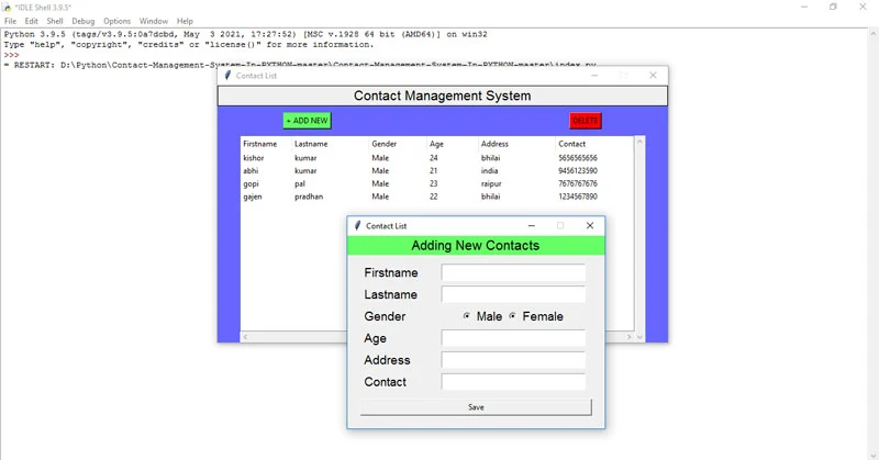 how to make contact management system in python