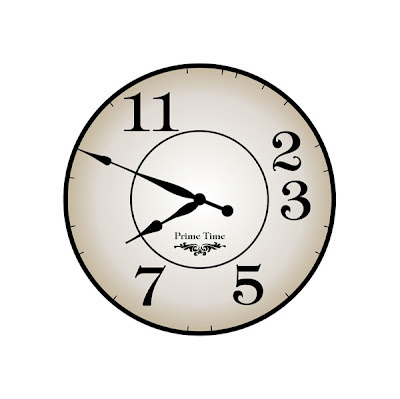 clock face with only prime numbers text prime time