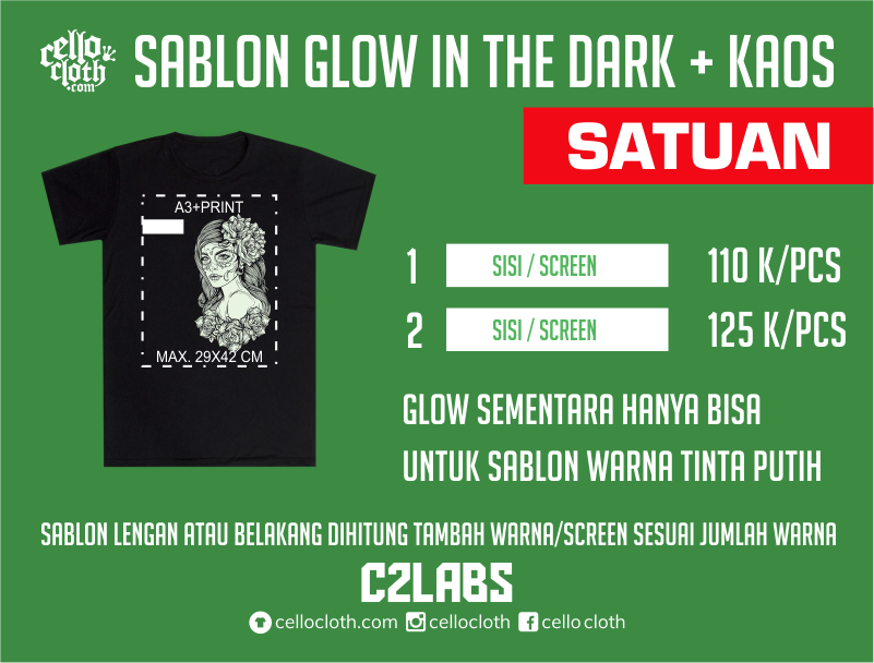 Sablon Kaos Lusinan Dan Satuan Rubber Plastisol Glow In The Dark Discharge Raster Spot Color CMYK