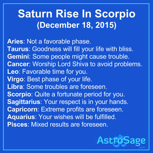 Saturn rise in scorpio will affect bring changes in your life.