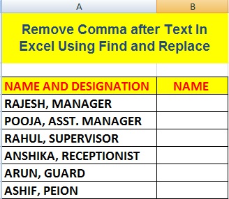 How To Remove Comma after Text In Excel in Hindi