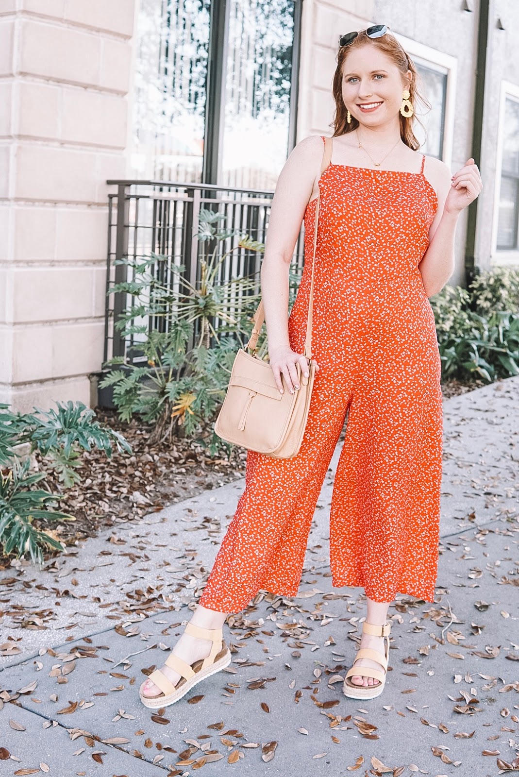 tampa blogger affordable by amanda wears a target floral print strappy square neck jumpsuit