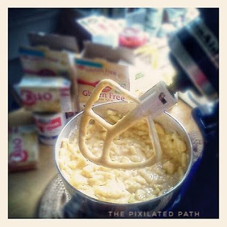 Gluten-free Caramel Apple Mabon Cake Gluten-free Caramel Apple Mabon Cake batter in stand mixer.