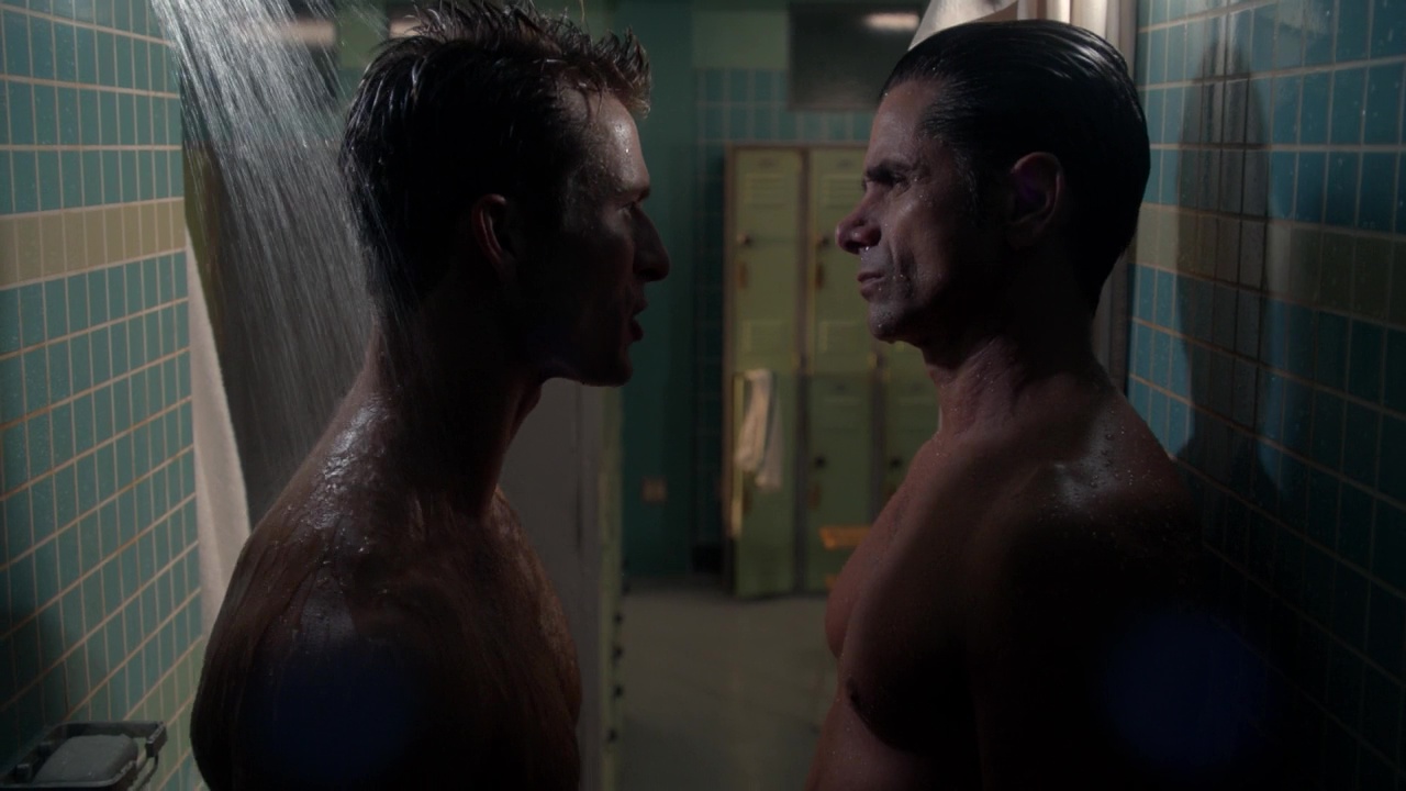 Glen Powell and John Stamos shirtless in Scream Queens 2-02 "Warts and...