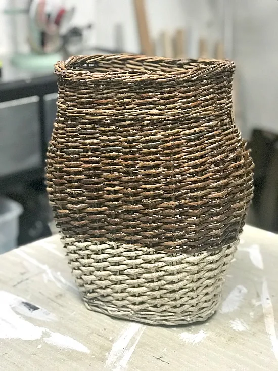 vintage basket with white bottom