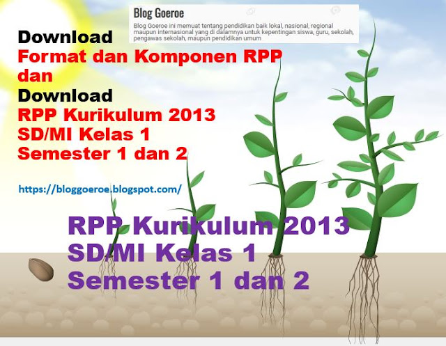 Download Format dan Komponen RPP dan Download RPP Kurikulum 2013 SD/MI Kelas 1 Semester 1 dan 2 - https://bloggoeroe.blogspot.com/