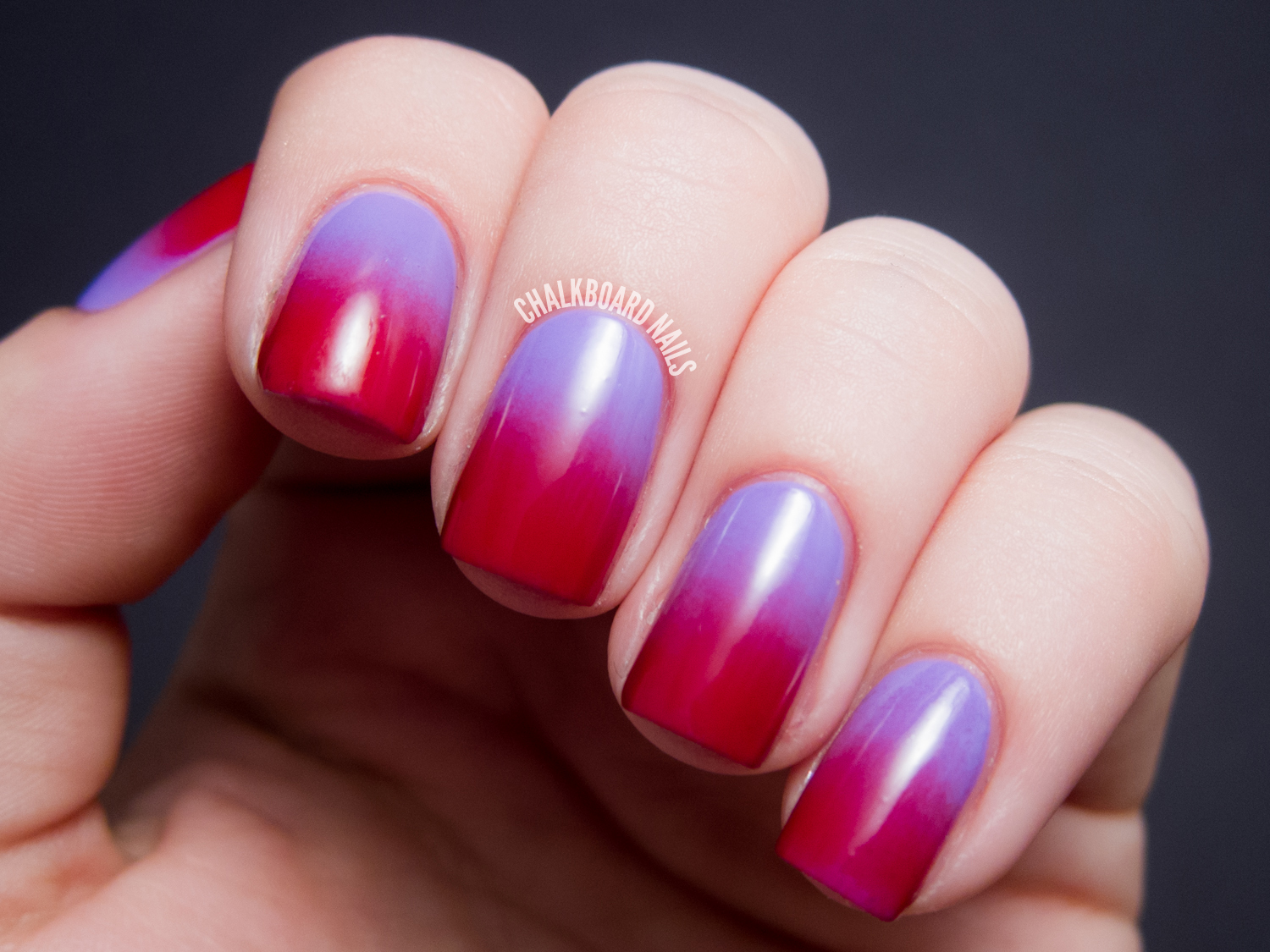 Swoony Gradient (Lilac to Red) | Chalkboard Nails | Nail Art Blog