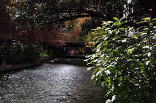 Riverwalk view view along the riverwalk towards a bridge
