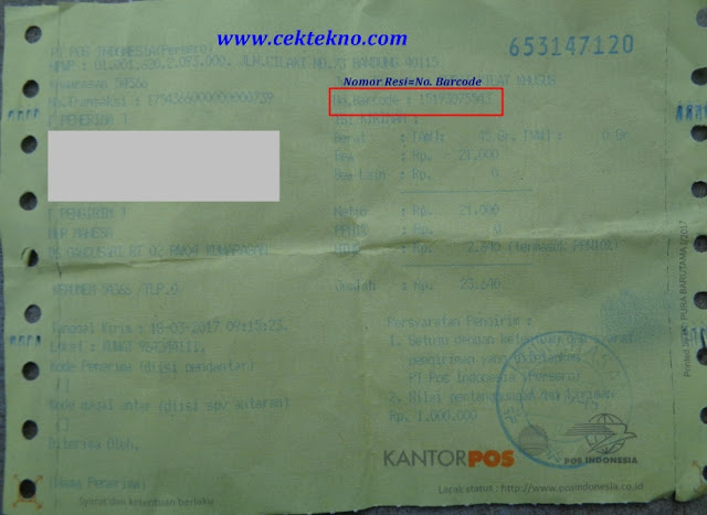 Cara Cek Letak Nomor Resi Pengiriman Kantor Pos Chantikage