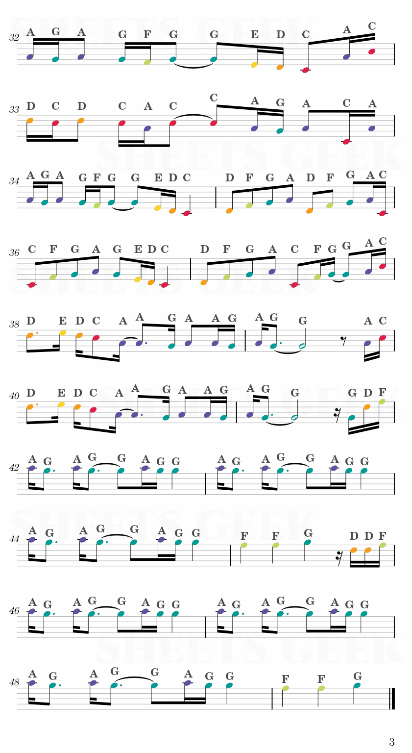 Paradise - Coldplay Easy Sheet Music Free for piano, keyboard, flute, violin, sax, cello page 3