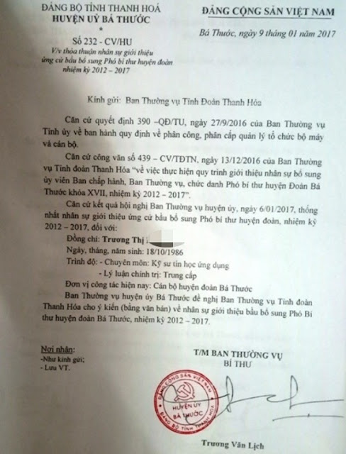 Lợi dụng chức quyền Bí thư Huyện ủy giới thiệu con gái làm Phó Bí thư Huyện đoàn sai quy định