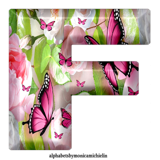Monica Michielin Alphabets: PINK BUTTERFLIES AND PEONY FLOWERS ALPHABET ...