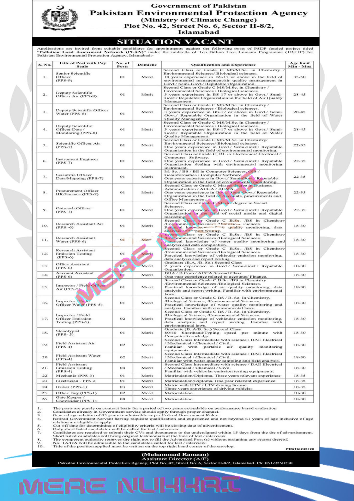 Pakistan Environmental Protection Agency Govt of Pakistan Jobs