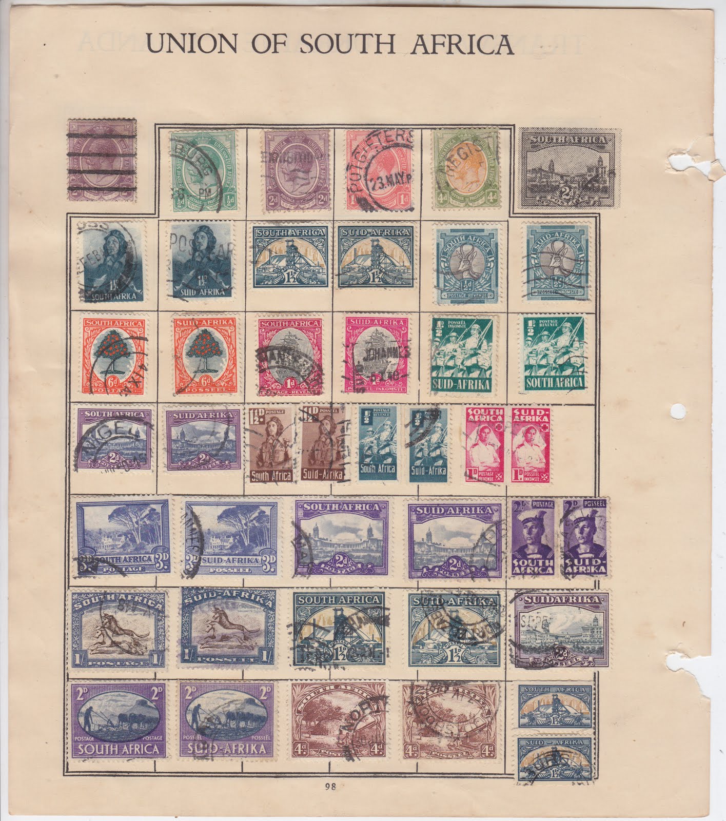 Blogart An Old Album Page of South African Postage Stamps