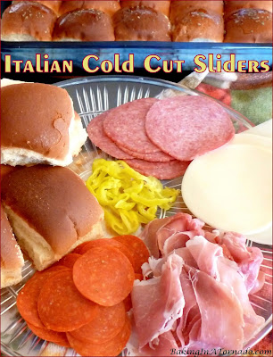 Italian Cold Cut Sliders, mini cold cut sandwiches with big flavor. Great for lunch, dinner, or tailgating. | recipe developed by www.BakingInATornado.com | #recipe #sandwich