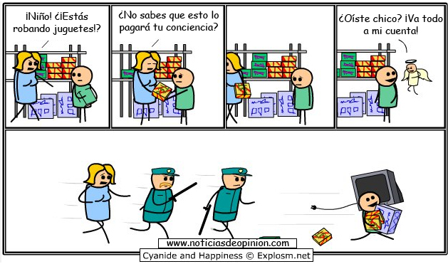 Viñeta: lo pagará tu conciencia (Cyanide and happiness en español) Viñeta: lo pagará tu conciencia (Cyanide and happiness en español)