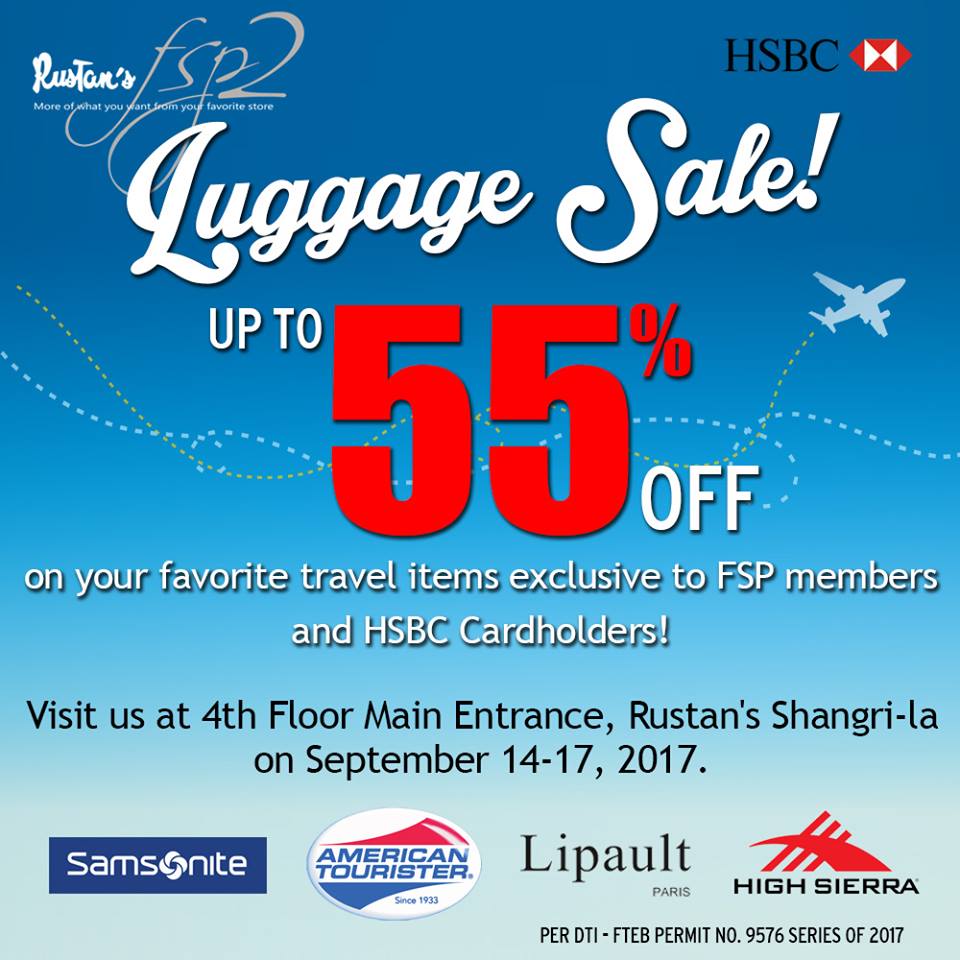 Manila Shopper Rustan's Shangrila Mall Luggage SALE Sept 2017