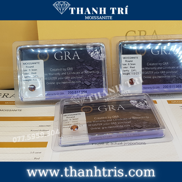 Kim cương Moissanite GRA Round 6ly3 Đỏ