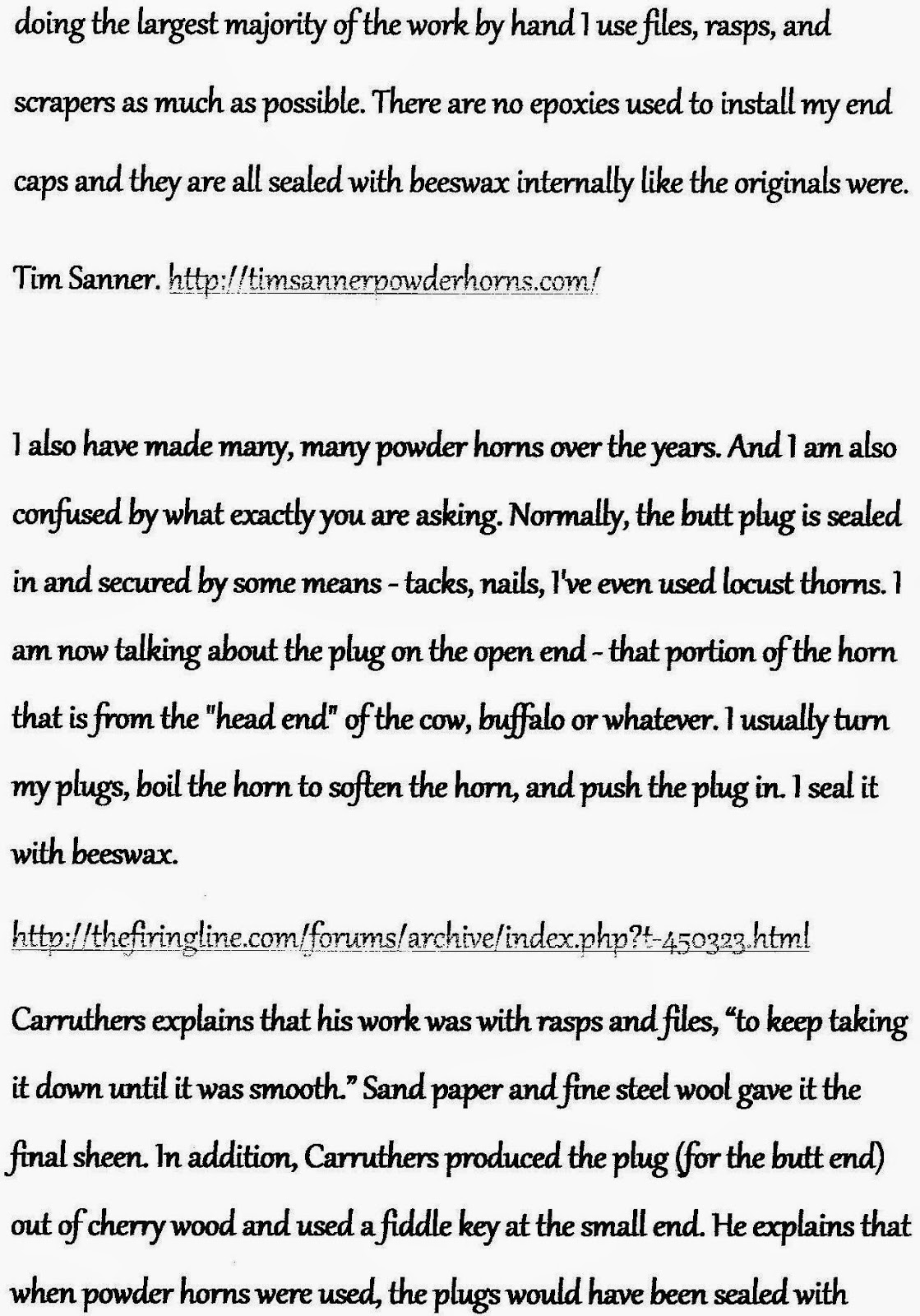 A Woodsrunner's Diary More Info On Making Powder Horns.