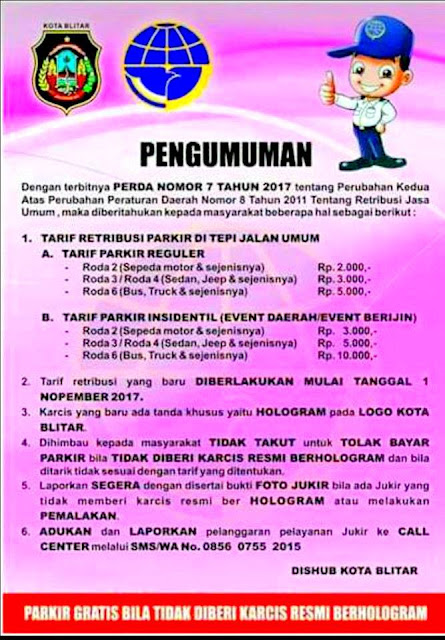 Parkir Tarif Baru Kota Blitar2017 - Seputar Blitar