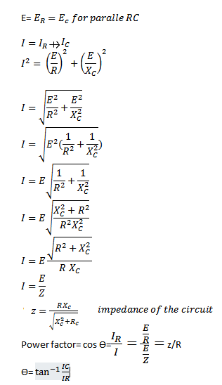 Parallel RC circuit formula and phasor diagram - EngineerMaths Power