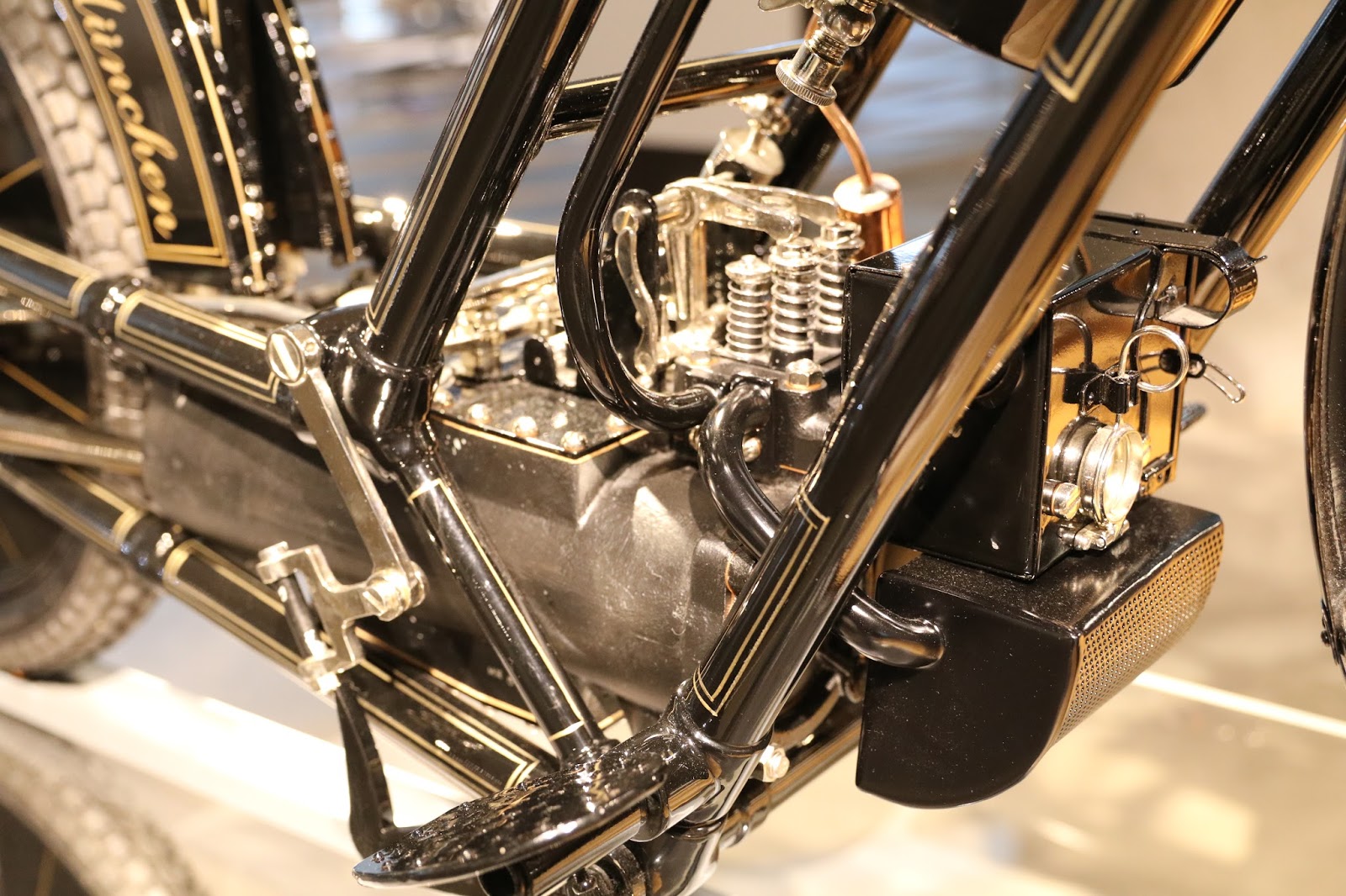 OldMotoDude 1894 Hildebrand and Wolfmuller on display at the Barber