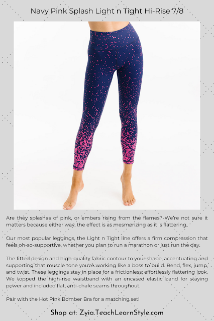 Zyia Active New Release Wednesday Featuring Navy Pink Splash Leggings