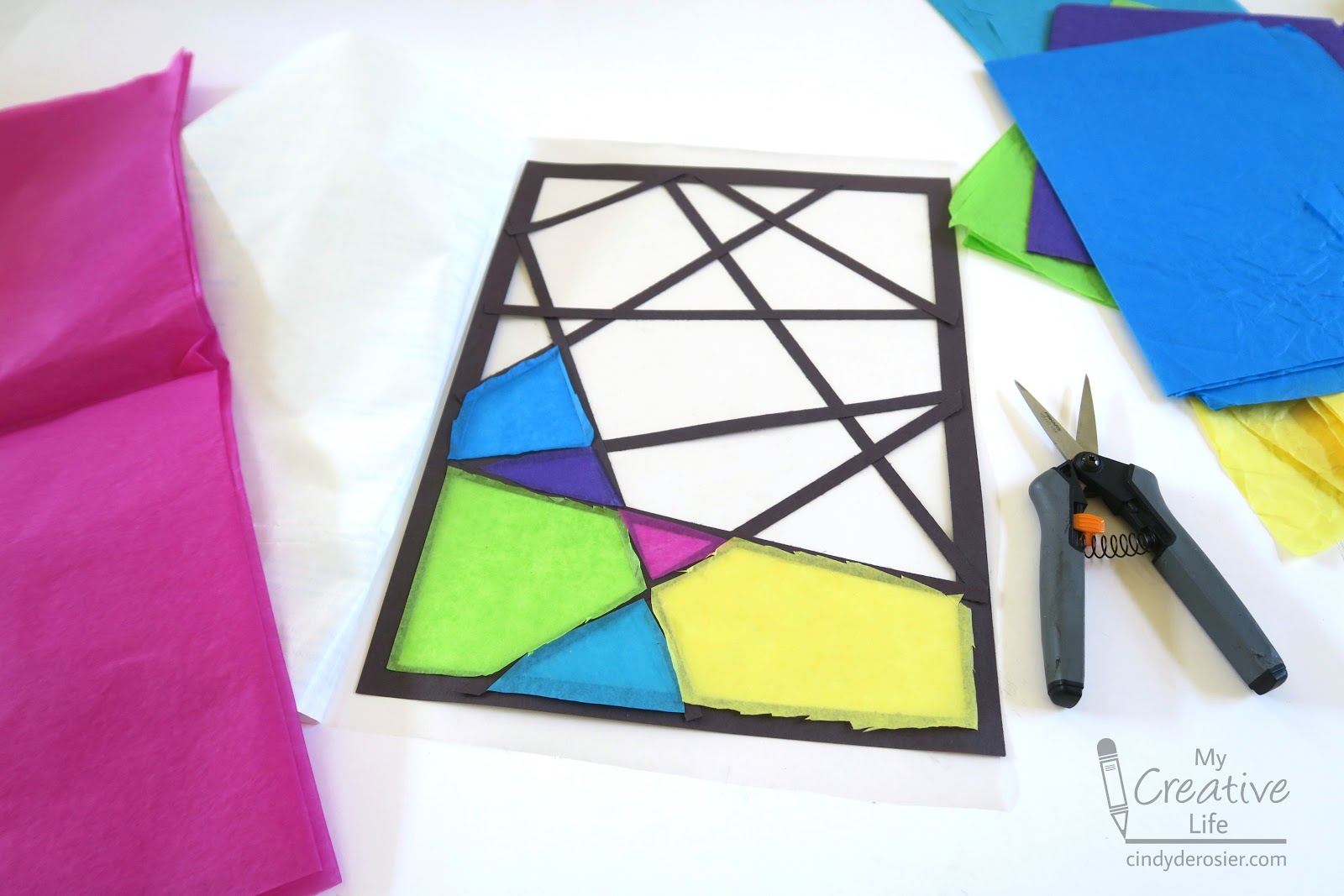 Tissue Paper Stained Glass, Crafts for Kids
