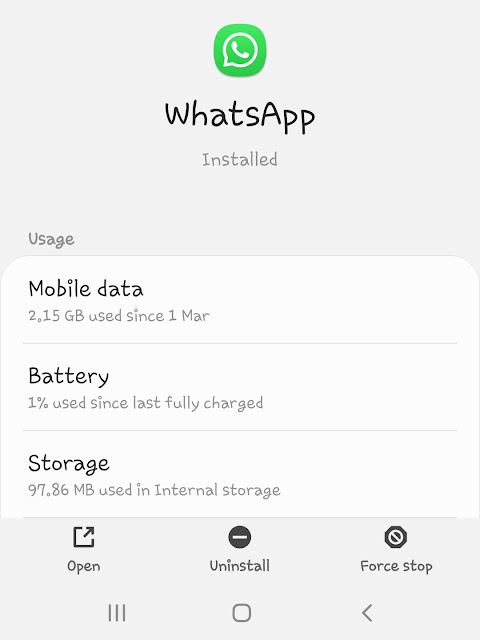 Force stop WhatsApp