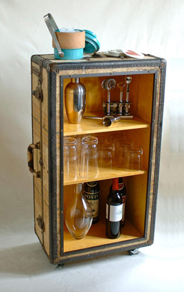 This vintage suitcase bar is adorable for any home. 