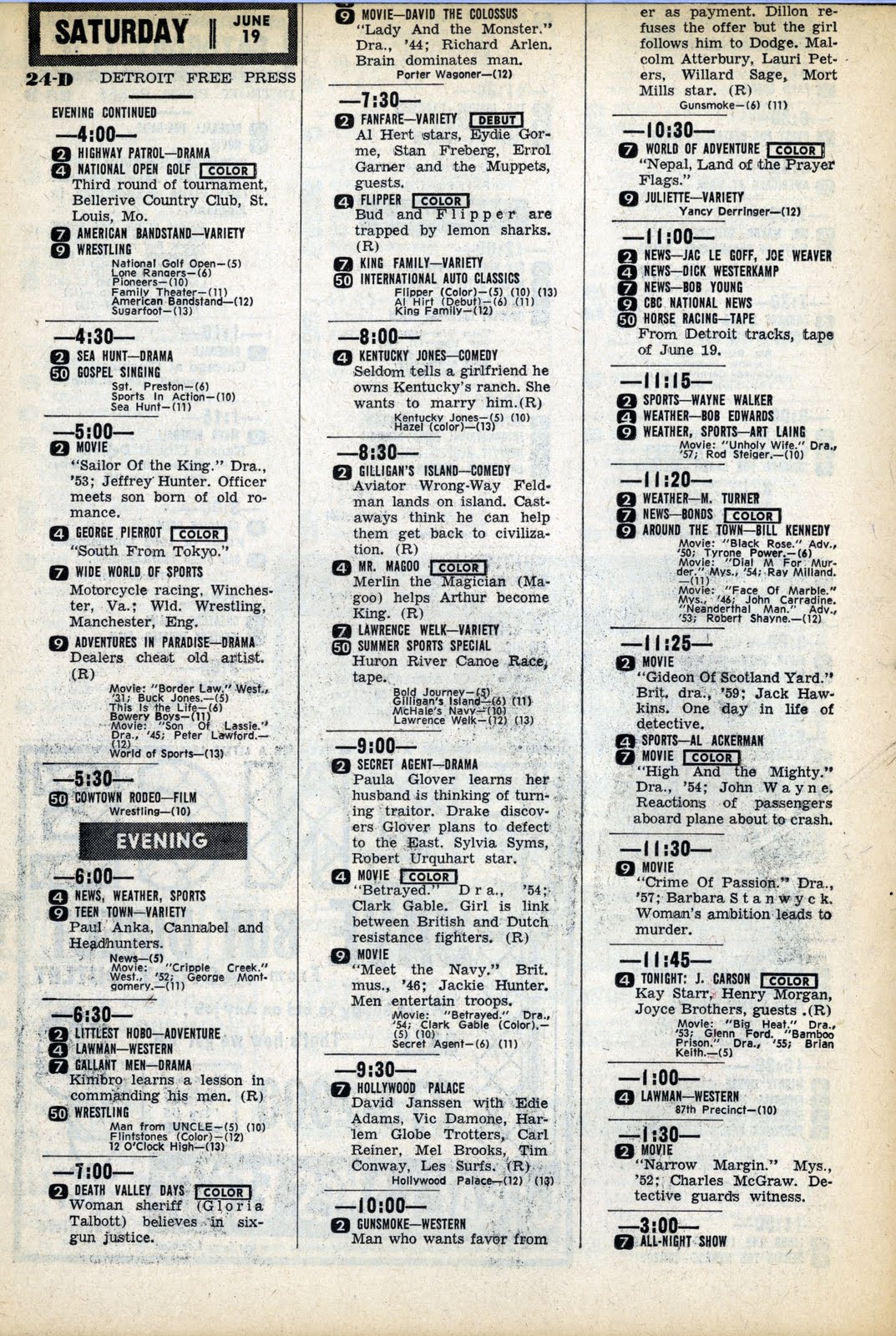 Vintage Disneyland Tickets: TV Channels Weekly Magazine June 13-19, 1965