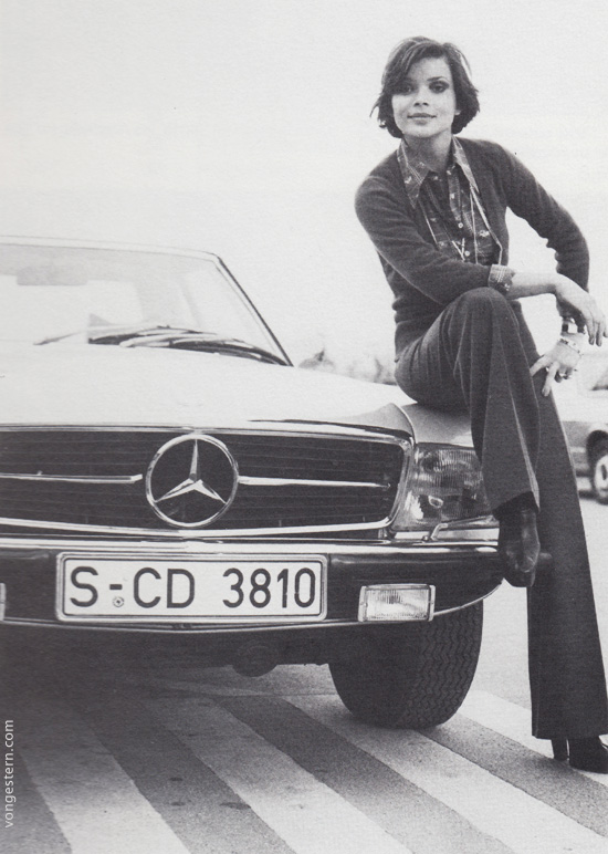 vongestern Blog: Bild des Tages: Uschi Glas mit ihrem Mercedes 350 SL