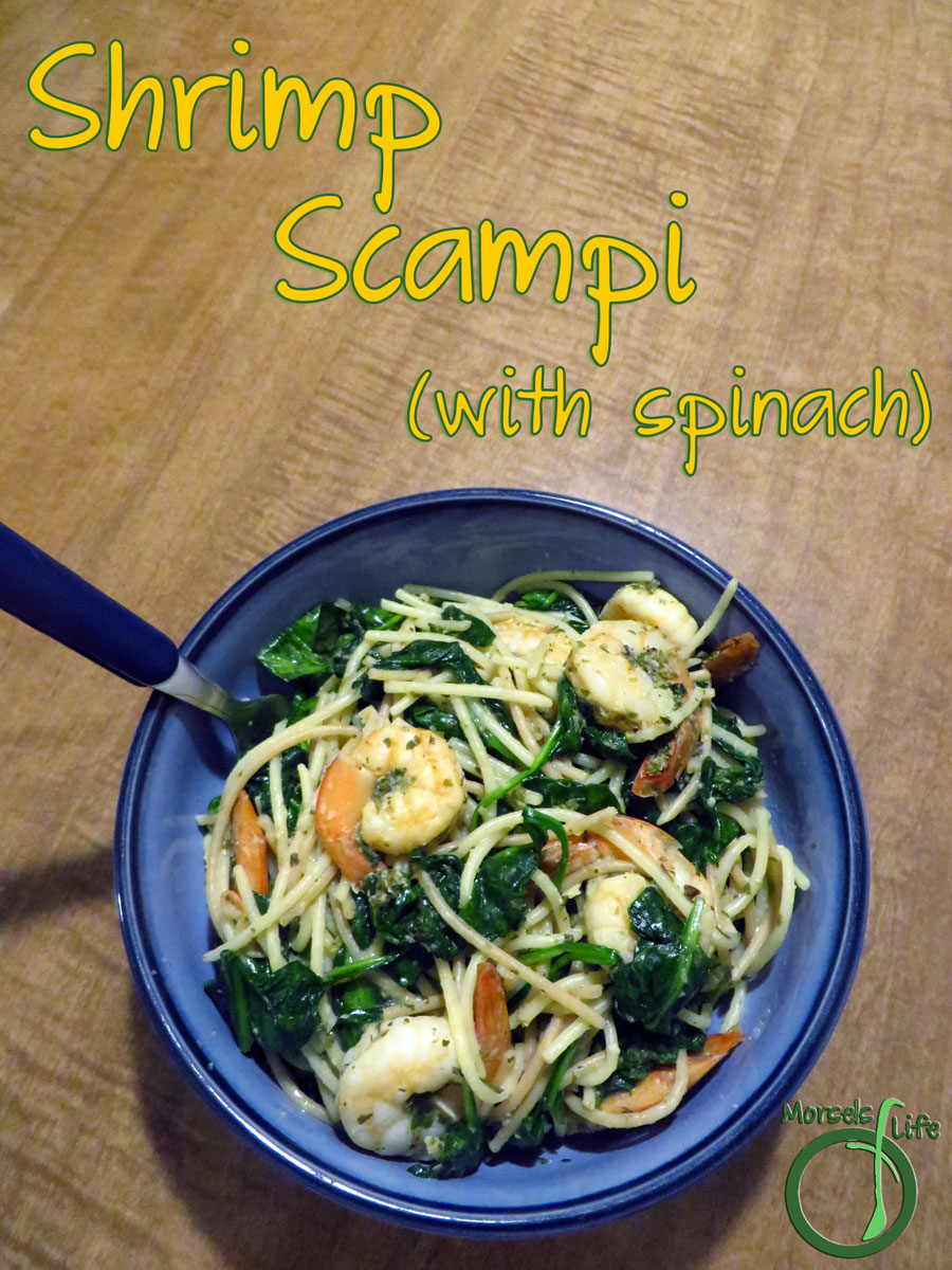 Morsels of Life - Shrimp Scampi - Shrimp, cooked with garlicky butter and herbs in a white wine sauce for a quick and easy (yet impressive) shrimp scampi. (Thrown in some spinach too, if you'd like!)