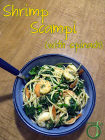 Morsels of Life - Shrimp Scampi - Shrimp, cooked with garlicky butter and herbs in a white wine sauce for a quick and easy (yet impressive) shrimp scampi. (Thrown in some spinach too, if you'd like!)