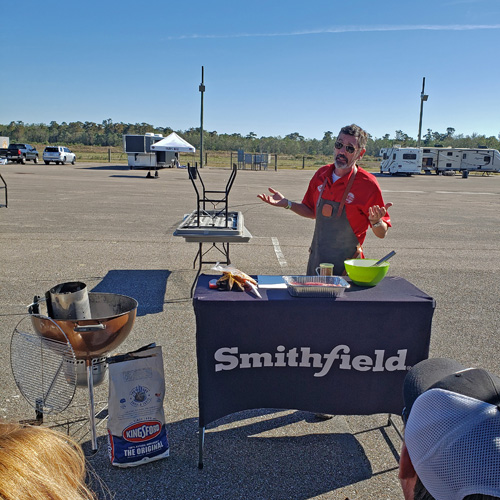 Tuffy Stone teaching a grilling session at the 2019 Smokin' with Smithfield National Barbecue Championship
