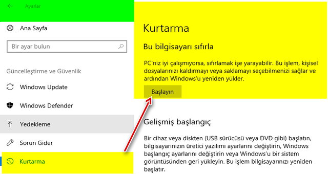windows 10 turkce yapmak ve dil