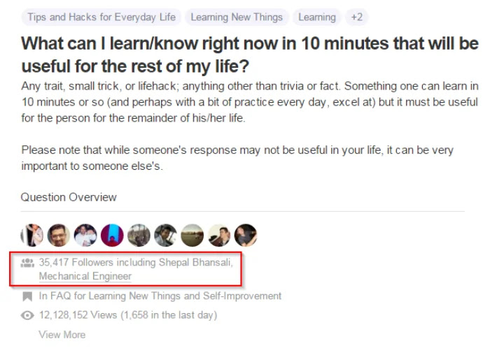 Quora Most Followed Question