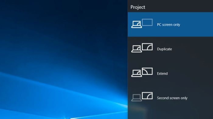 Windows 10 ripristina automaticamente la seconda schermata o la modalità proiettore sull'ultima selezione attiva