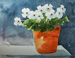 watercolor painting paintings pot flower flowers hayes floral painted periwinkles easy rose roseann prints cotta terra watercolour tutorial sketch