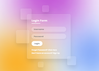 Glassmorphism Login Form Using HTML & CSS