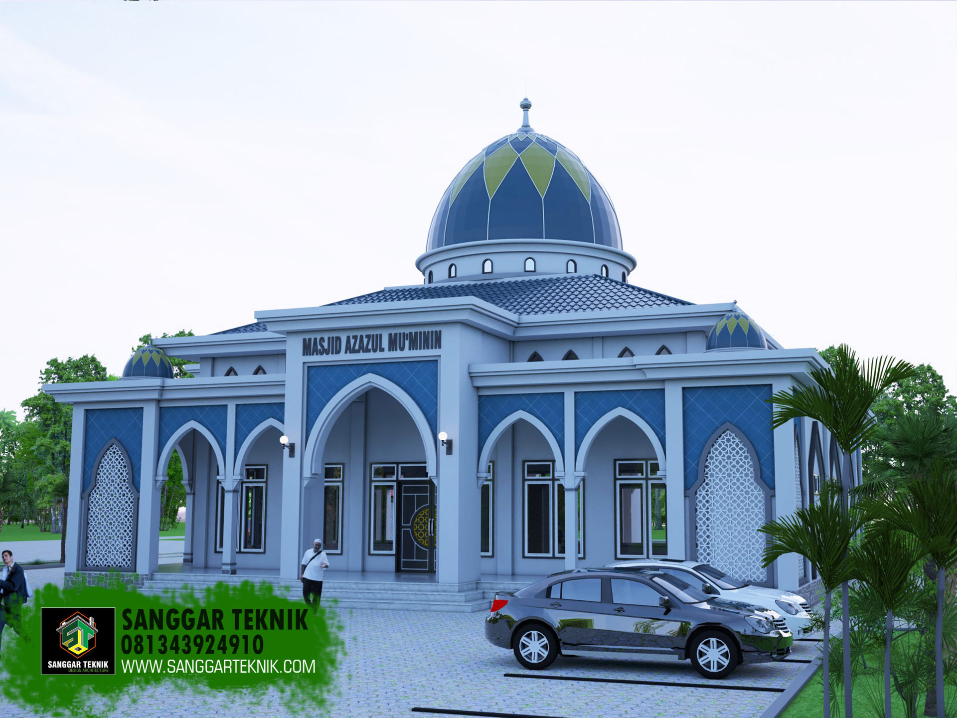 DESAIN MASJID MINIMALIS MODERN 20x20 ( 1 LANTAI ) SANGGAR TEKNIK