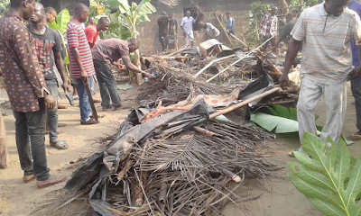 2c Photos: Ogoni youths destroy marijuana smoking joints in their community