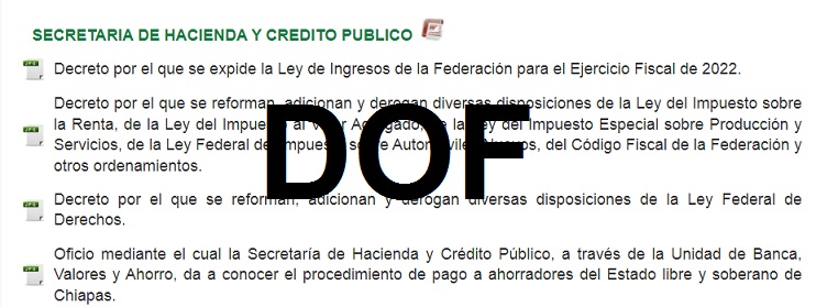 Reformas Fiscales 2022 Publicado en DOF Reformas Fiscales 2022 Publicado en DOF