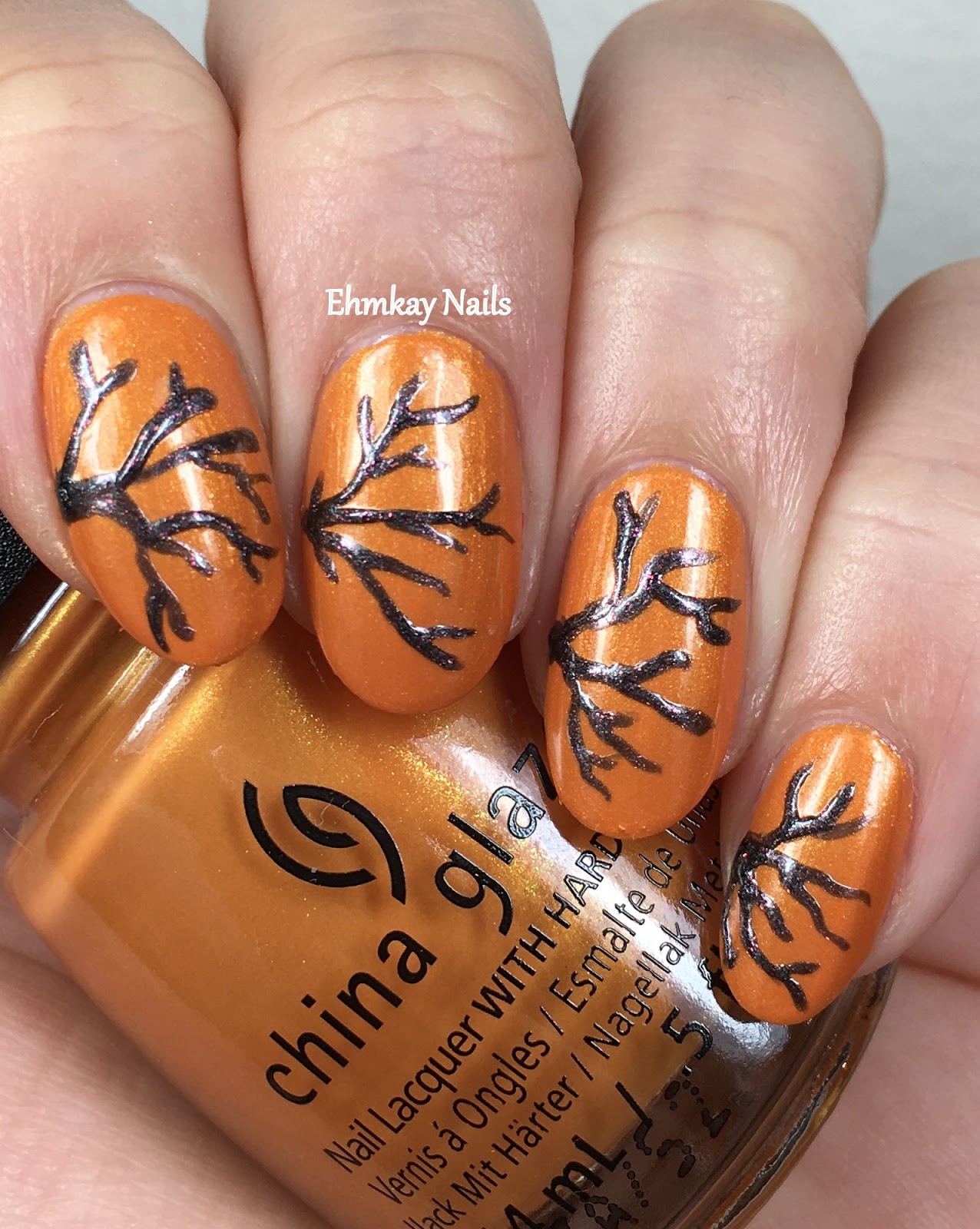 ehmkay nails: China Glaze Accent Piece with Autumn Branches and Glitter