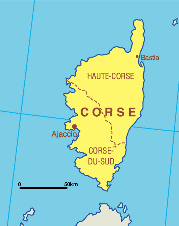 Corse Régional Carte de la Ville | Carte Régional de la Ville Françaises