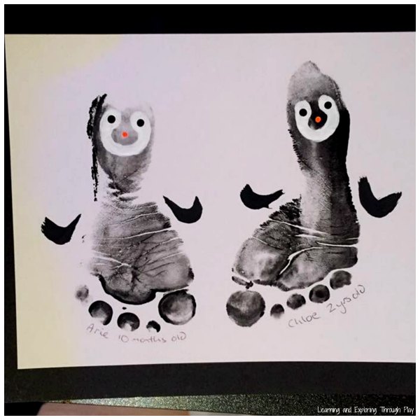 Penguin Keepsake Foot Print Cards