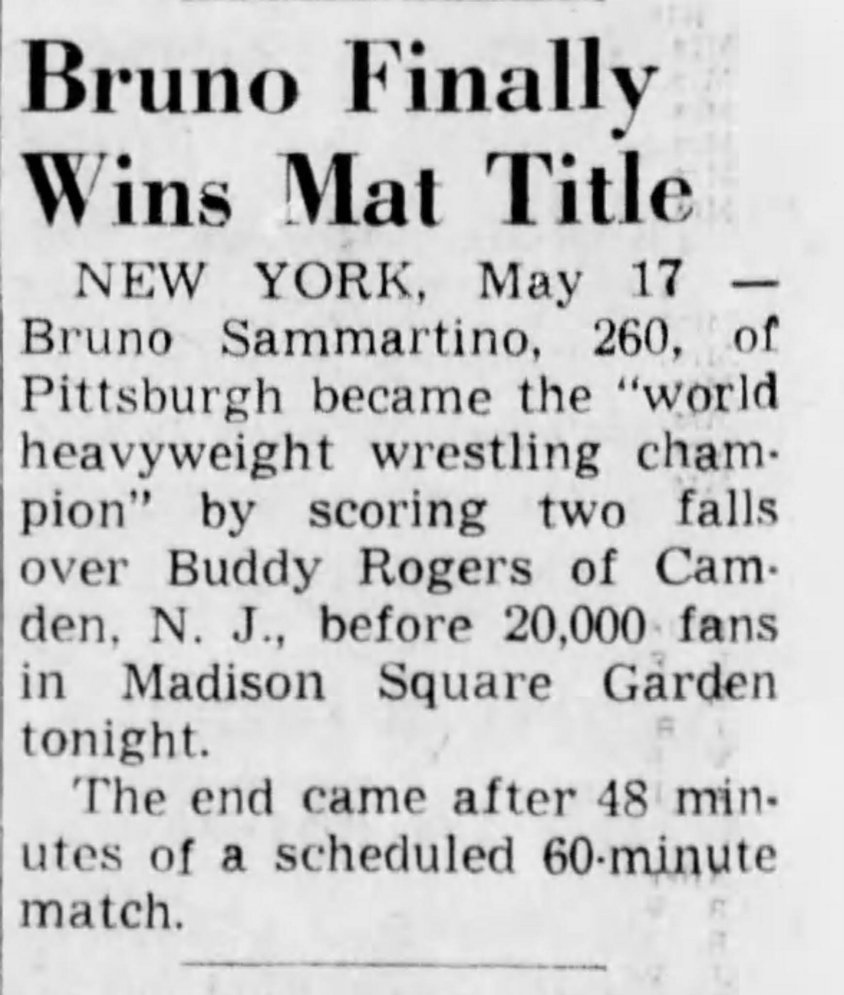 KSWA Digest How Did Newspapers Report Bruno Sammartino’s Historic Championship Win In 1963?