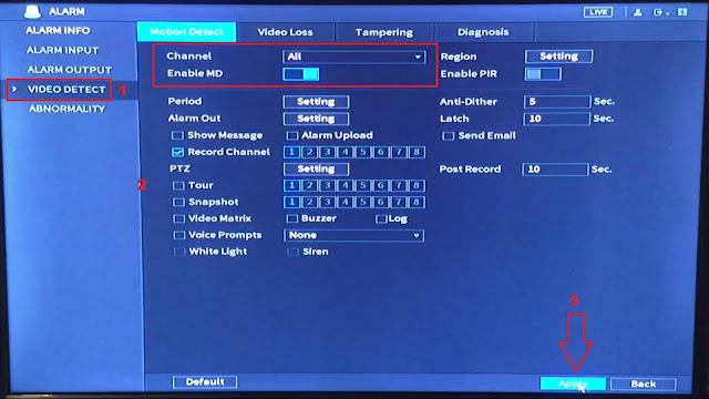 Cara Setting record Motion Detection XVR Dahua