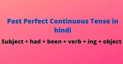 Past Perfect Continuous Tense in hindi