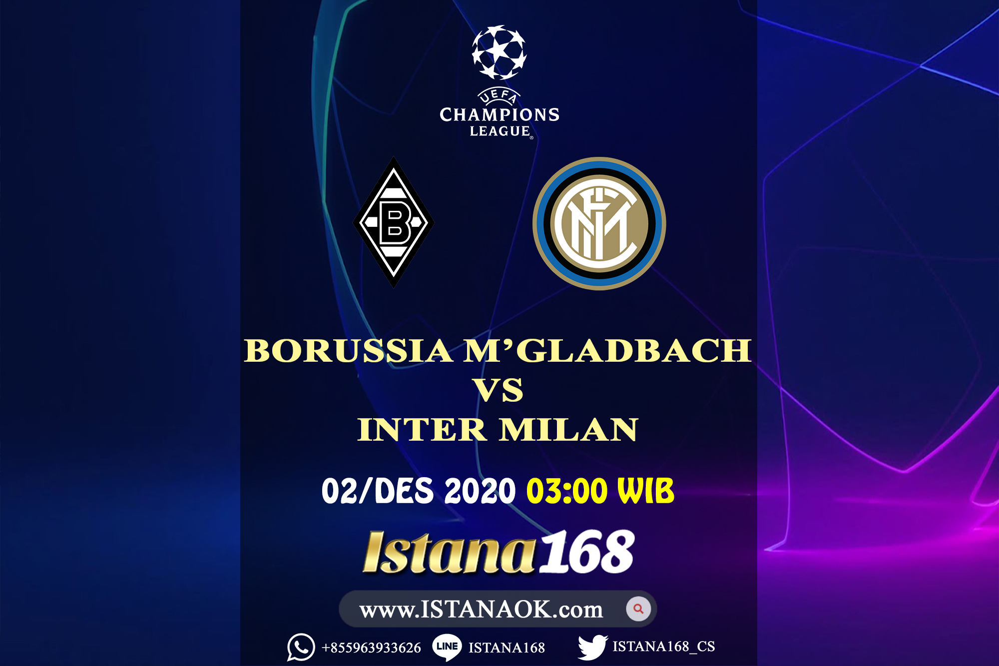Prediksi Bola Akurat Istana168 Borussia M’gladbach vs Inter Milan 02 Desember 2020